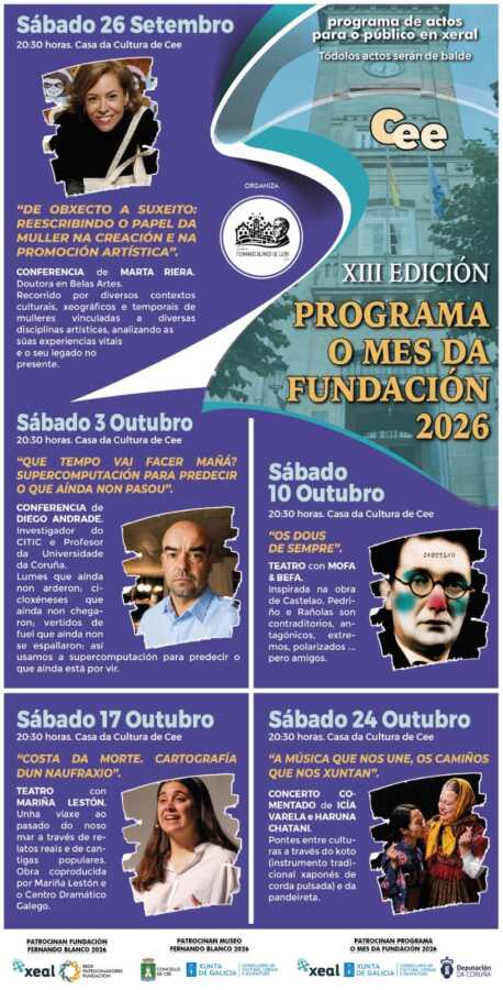 Cartel del programa O Mes da Fundación 2026 en Cee