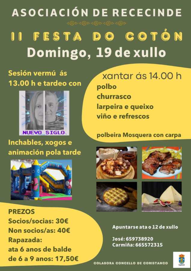 Cartel de la II Festa do Cotón en Rececinde, Coristanco