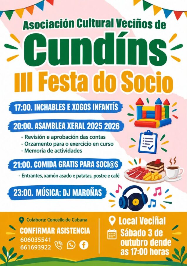 Cartel da III Festa do Socio de Cundíns 2026