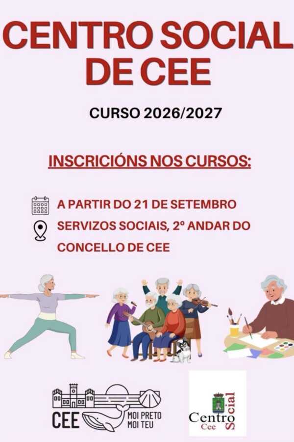 Cartel do Centro Social de Cee para o curso 2026/2027