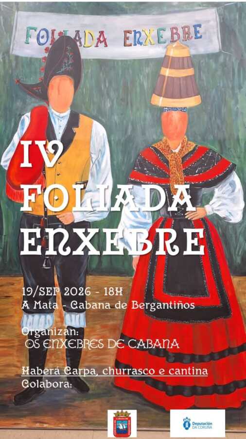 Cartel de la IV Foliada Enxebre en A Mata, Cabana de Bergantiños, el 19 de septiembre de 2026