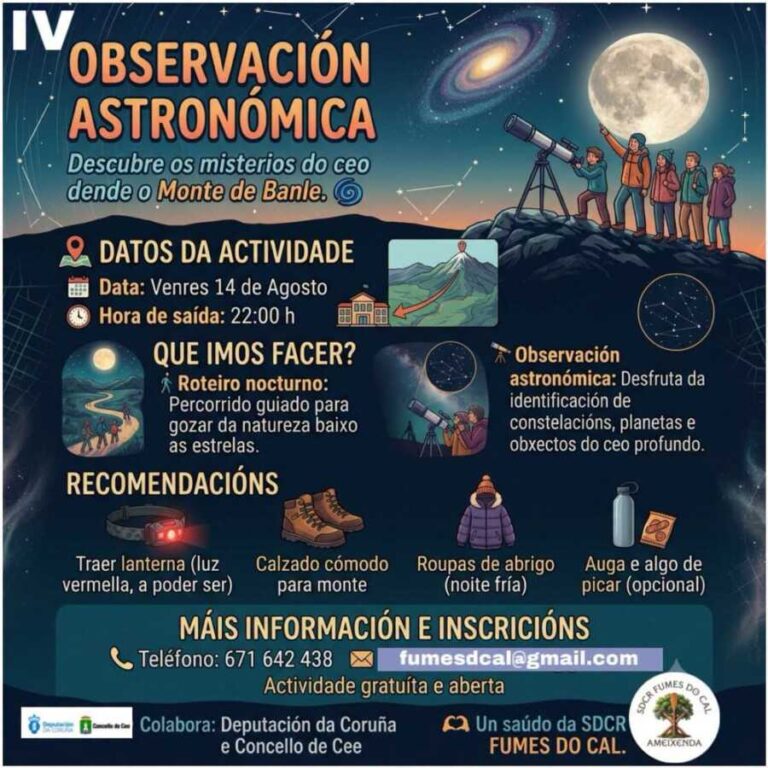 Cartel de la IV Observación Astronómica en el Monte de Banle, Ameixenda