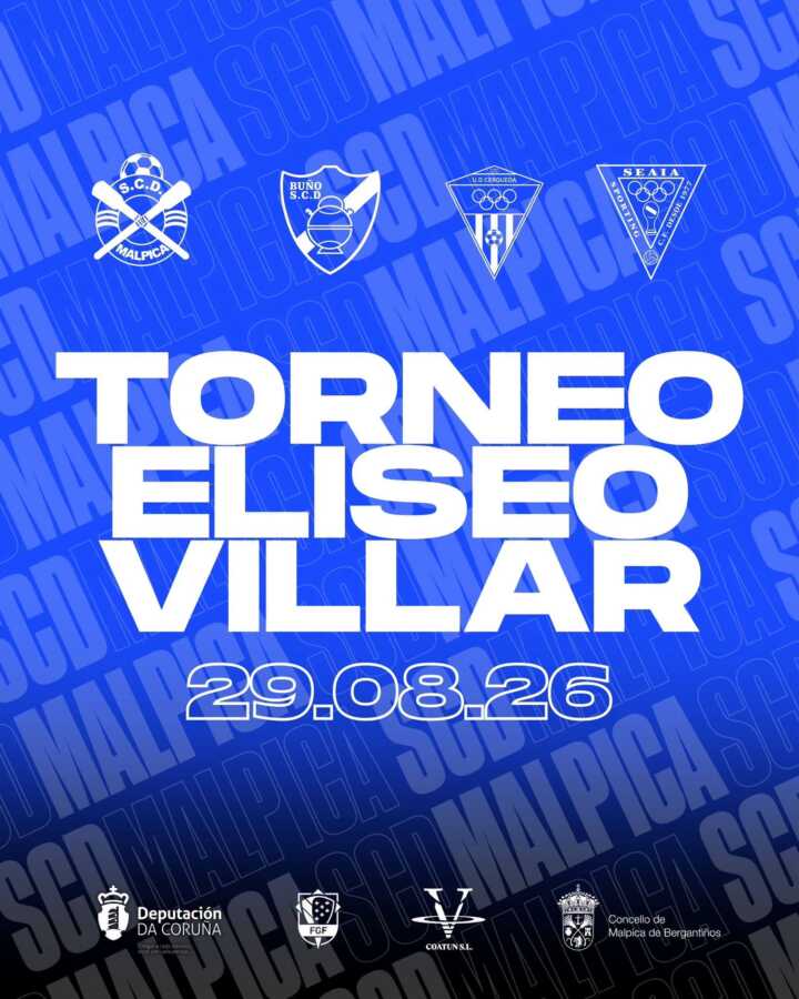 Cartel del IV Torneo Eliseo Villar, que se celebra el 29 de agosto de 2026 en Buño, Malpica