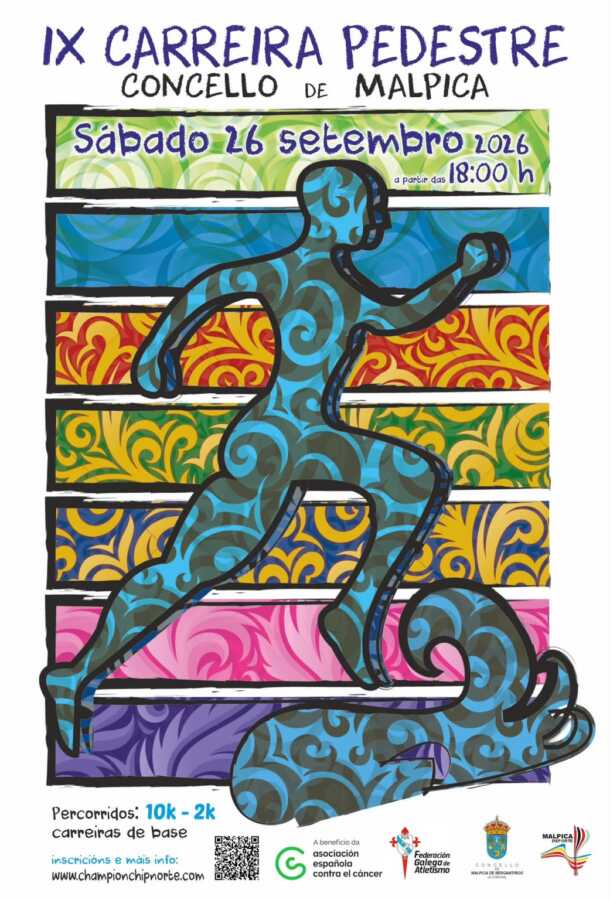 Cartel de la IX Carreira Pedestre Concello de Malpica, el 26 de septiembre de 2026