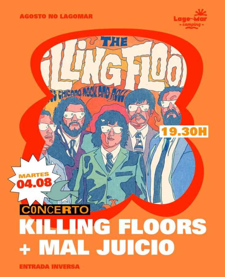 Cartel del concierto de Killing Floors y Mal Juicio en Lagomar Camping el 4 de agosto de 2026