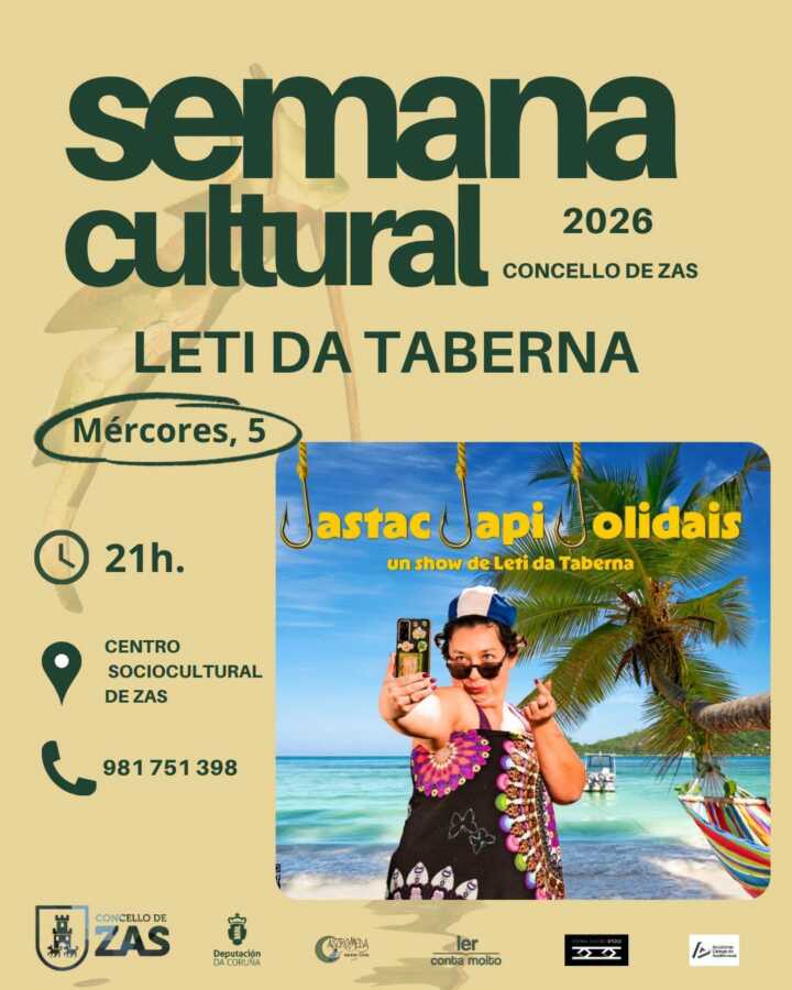 Cartel del espectáculo de Leti da Taberna en la Semana Cultural de Zas