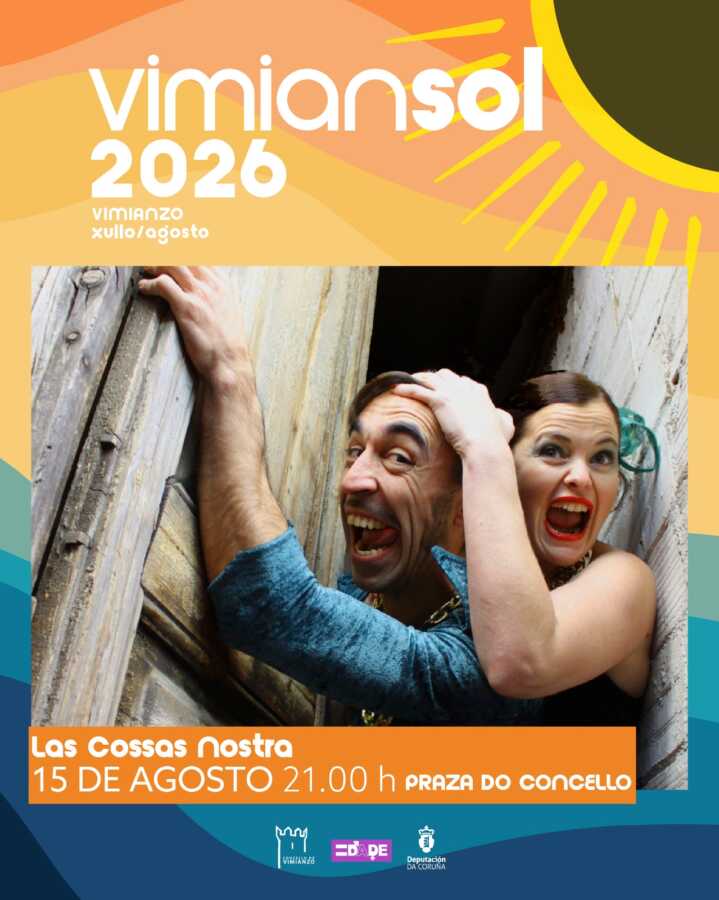 Cartel de Los Cossas Nostra en Vimianzo, el 15 de agosto de 2026 en la Praza do Concello