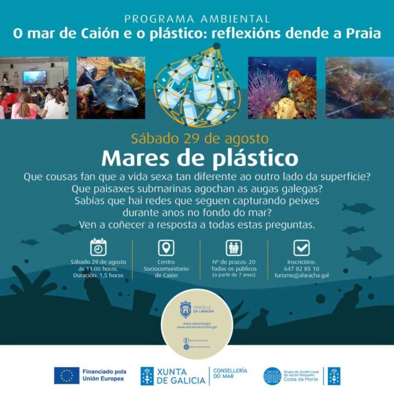 Cartel do obradoiro Mares de plástico en Caión, 29 de agosto de 2026
