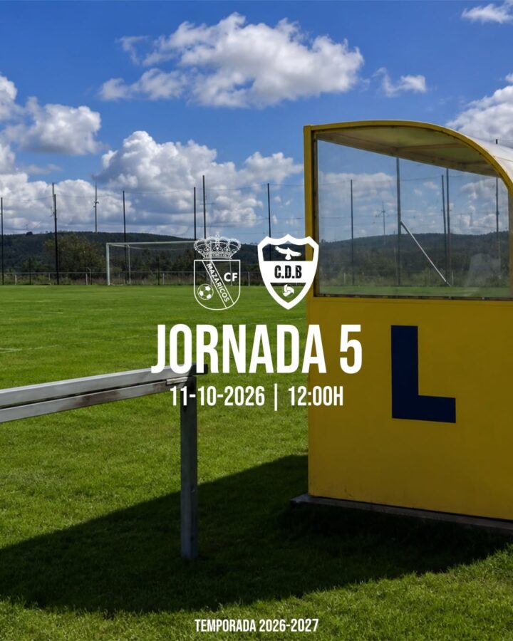Cartel del partido Mazaricos C.F. - C.D. Baiñas, jornada 5, el 11 de octubre de 2026 a las 12:00 en Peña do Ouro, Pino do Val.