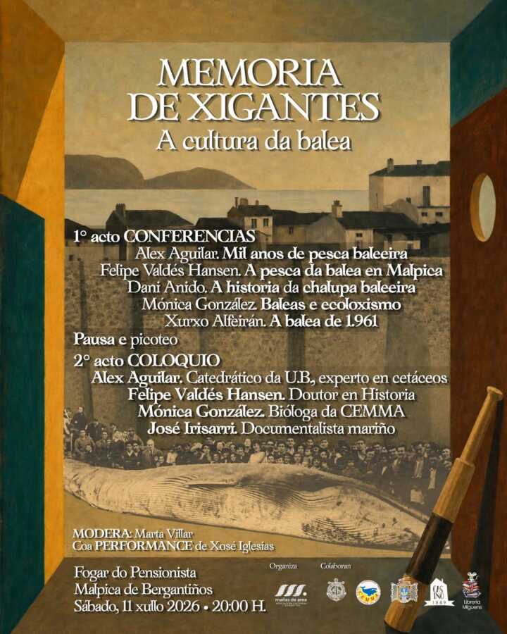 Cartel de Memoria de Xigantes: A cultura da balea, en Malpica de Bergantiños, el 11 de julio de 2026
