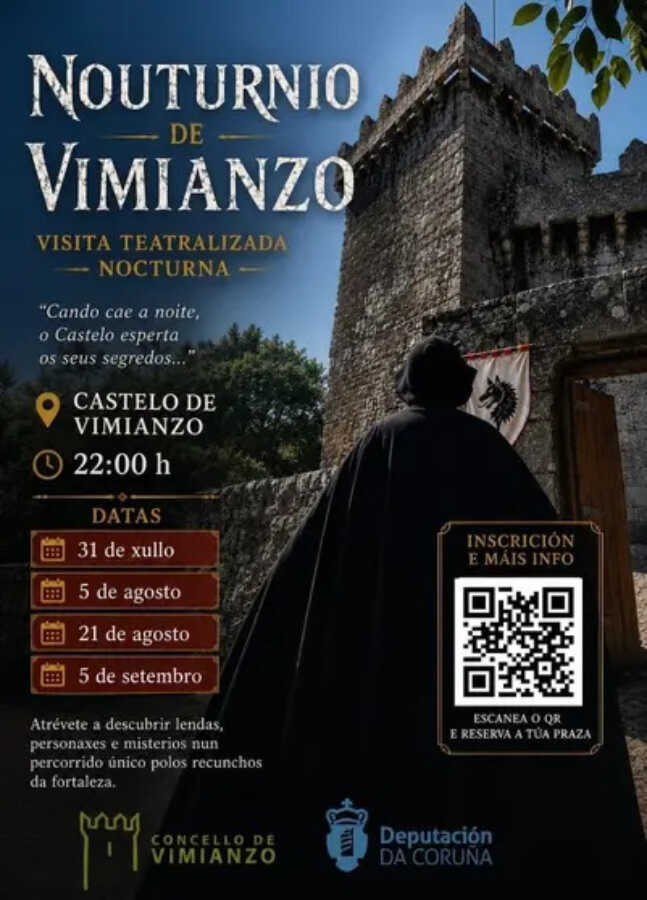 Cartel de Nouturnio de Vimianzo, visita teatralizada nocturna en el Castelo de Vimianzo