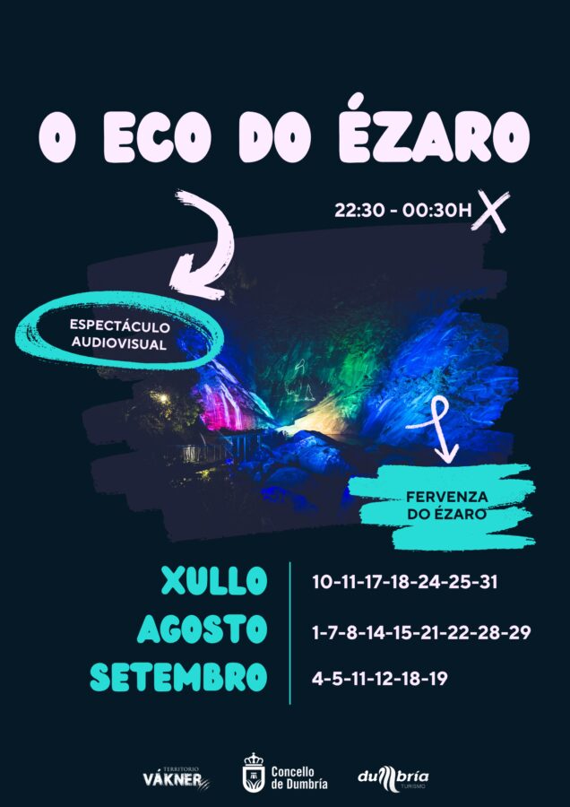 Cartel del espectáculo audiovisual O Eco do Ézaro en la Fervenza do Ézaro
