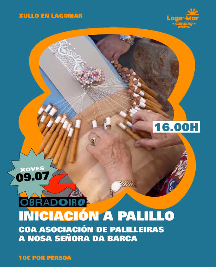 Cartel del obradoiro de iniciación ao palillo en LagoMar Camping