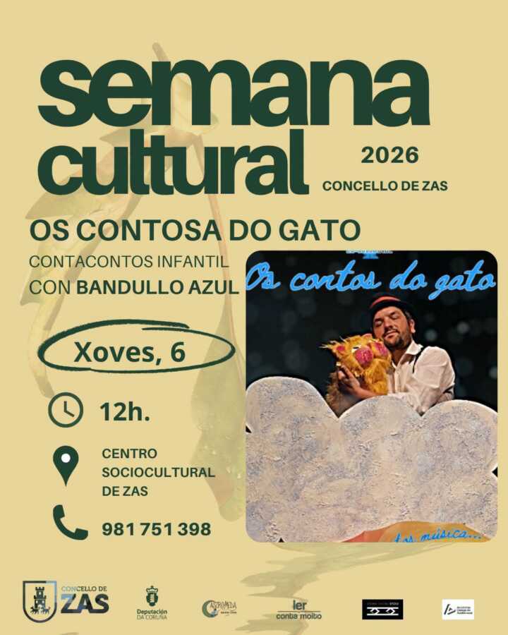 Cartel de Os contos do gato na Semana Cultural de Zas 2026