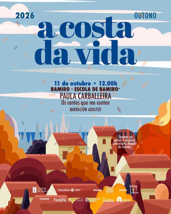 Cartel de A costa da vida con Paula Carballeira en Bamiro, 11 de octubre de 2026