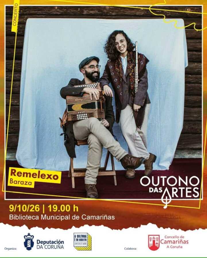 Cartel del concierto Remelexo de Baraza en Camariñas, el 9 de octubre de 2026 a las 19:00 h, dentro de Outono das Artes.