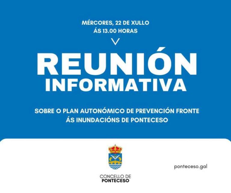 Cartel de la reunión informativa sobre el plan autonómico de prevención frente a las inundaciones de Ponteceso