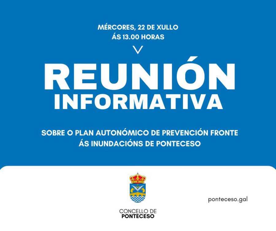 Cartel de la reunión informativa sobre el plan autonómico de prevención frente a las inundaciones de Ponteceso