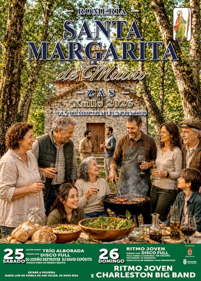 Cartel de la Romería de Santa Margarita de Muíño 2026 en Zas
