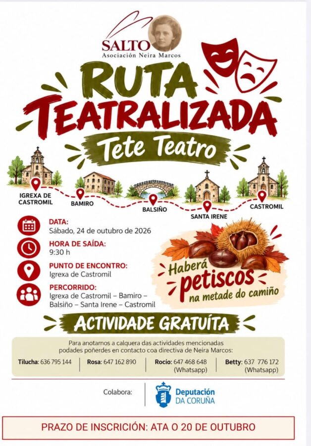 Cartel da Ruta Teatralizada con Tete Teatro en Castromil, Vimianzo, o 24 de outubro de 2026