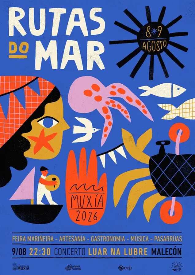 Cartel de Rutas do Mar 2026 en Muxía