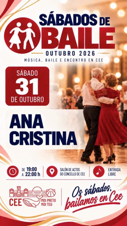 Cartel dos Sábados de Baile en Cee con Ana Cristina o 31 de outubro de 2026