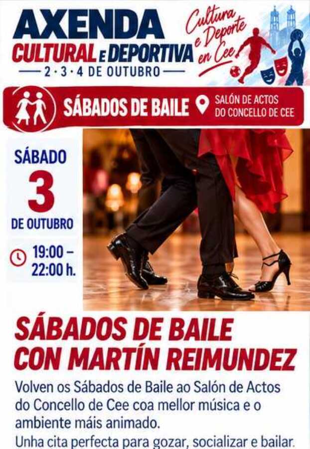 Cartel de Sábados de Baile con Martín Reimúndez en Cee