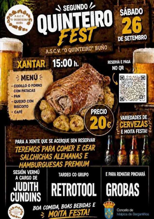 Cartel del Segundo Quinteiro Fest en Buño, sábado 26 de septiembre de 2026