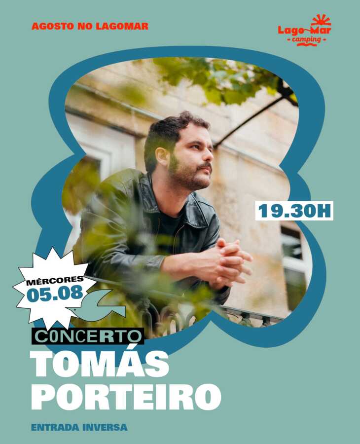 Cartel del concierto de Tomás Porteiro en Lagomar Camping el 5 de agosto de 2026