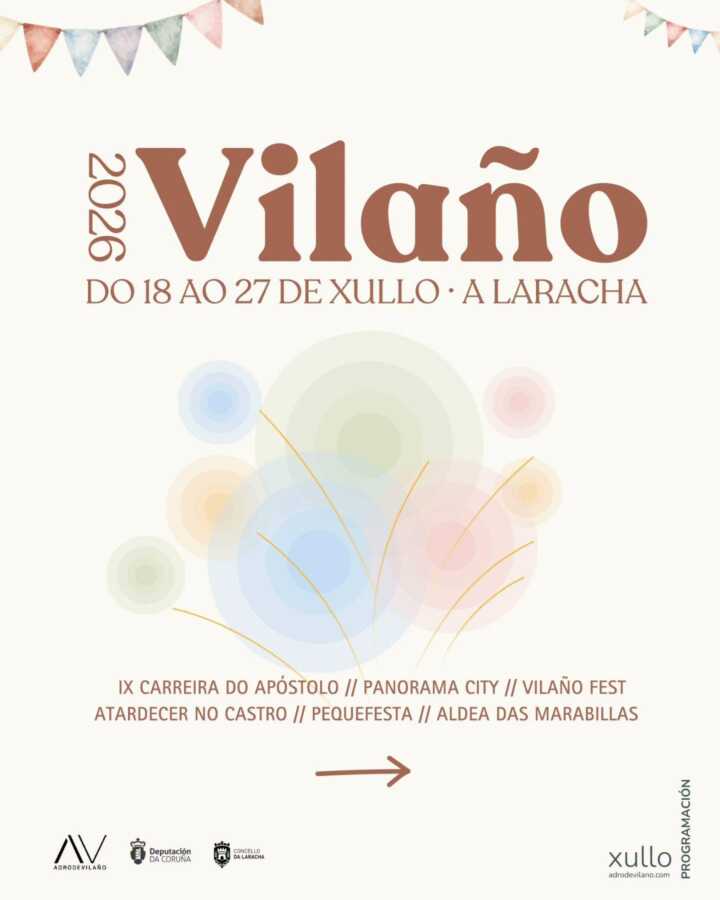 Cartel de Vilaño 2026, programa de fiestas y actividades del 18 al 27 de julio en A Laracha