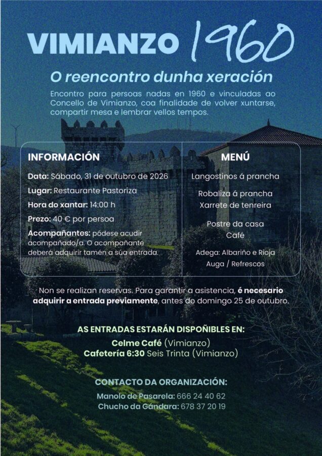 Cartel de Vimianzo 1960: encuentro de la generación de 1960 el 31 de octubre de 2026
