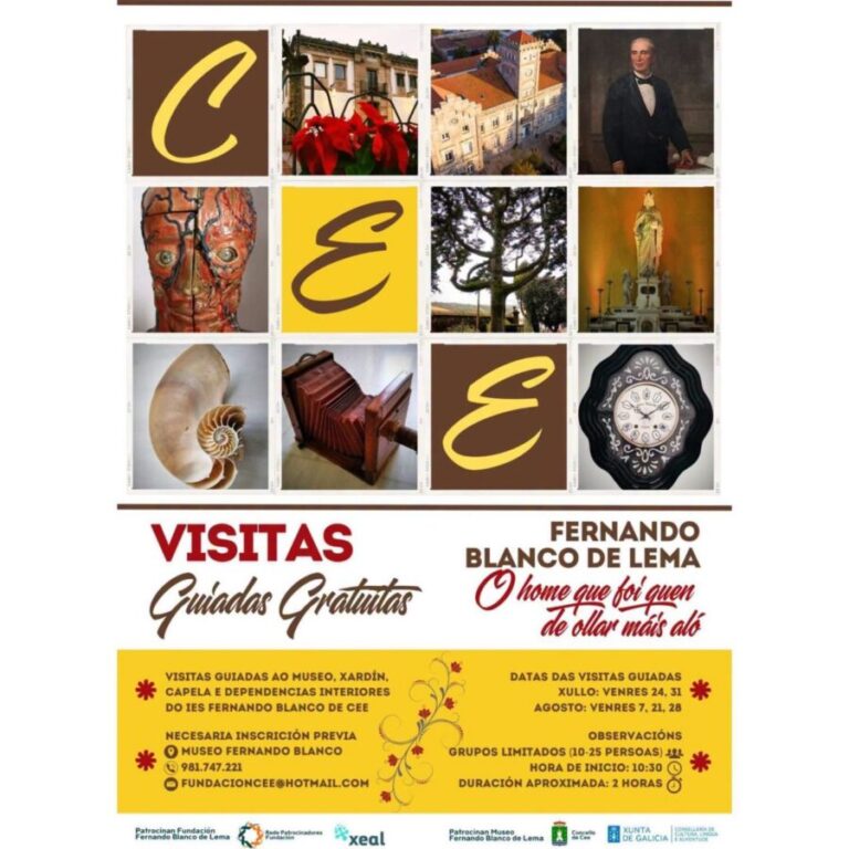 Cartel de las visitas guiadas gratuitas al Museo Fernando Blanco de Cee