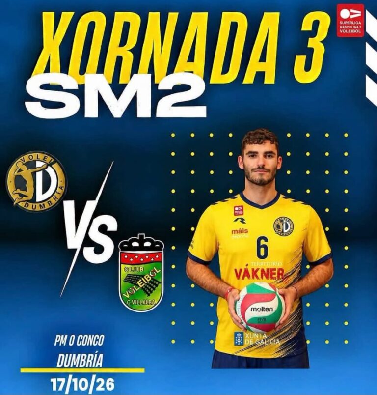 Cartel del partido Volei Dumbría contra Club Voleibol Collado Villalba, 17 de octubre de 2026