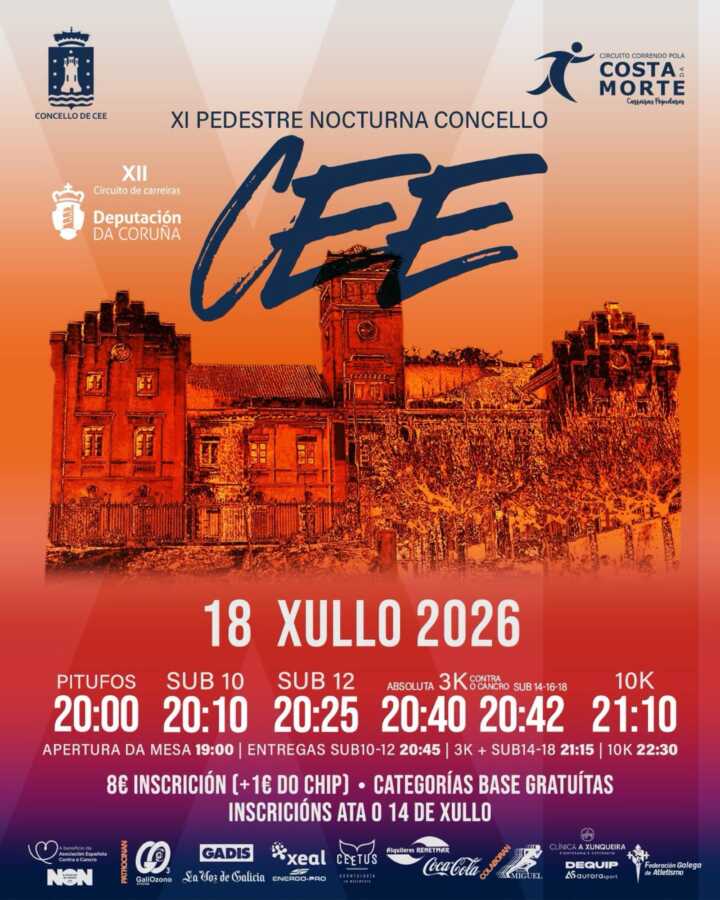 Cartel de la XI Carreira Pedestre Nocturna Concello de Cee 2026