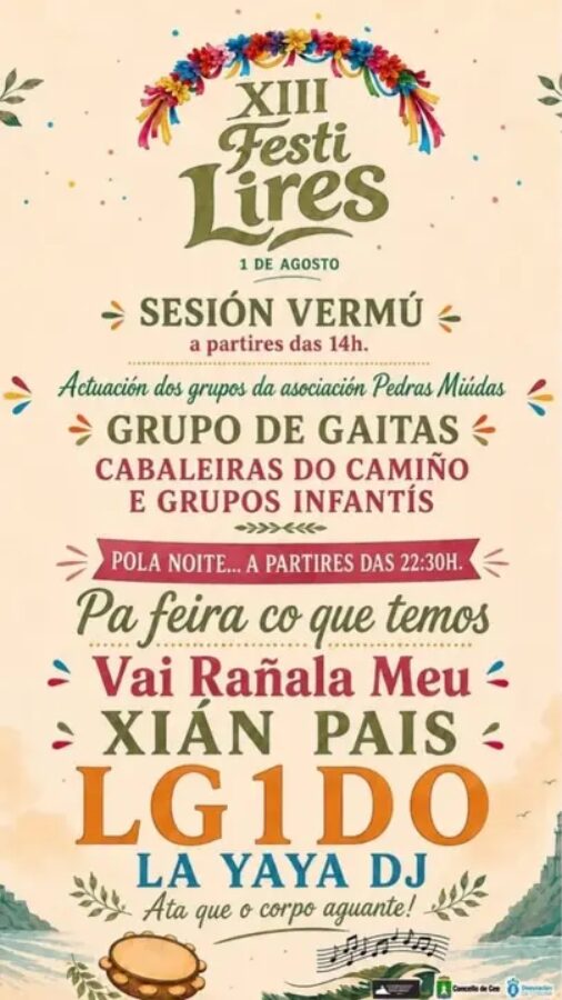 Cartel del XIII Festi Lires, el 1 de agosto de 2026 en Lires, Cee