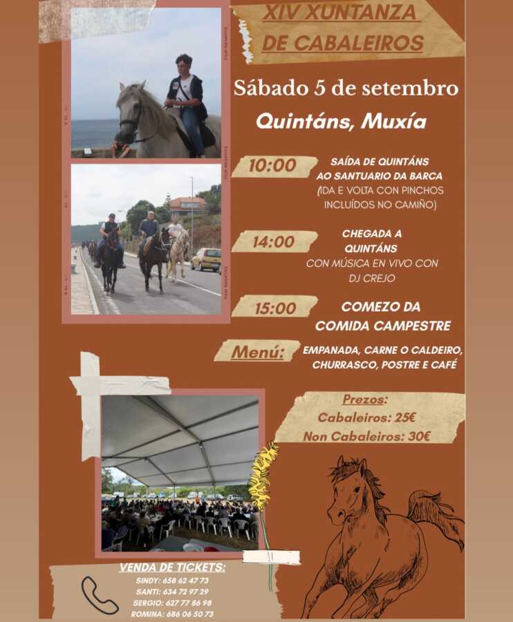 Cartel de la XIV Xuntanza de Cabaleiros de Quintáns, en Muxía, el 5 de septiembre de 2026