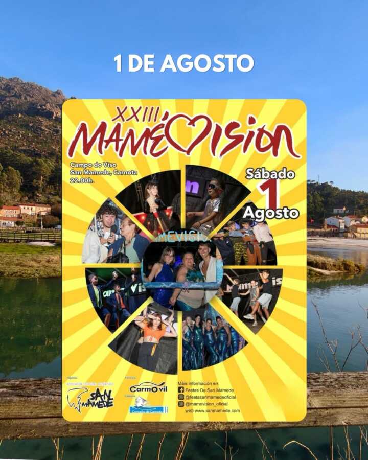 Cartel de la XXIII Mamevisión en San Mamede de Carnota, el 1 de agosto de 2026