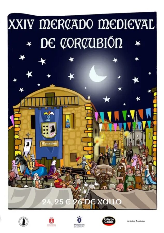 Cartel del XXIV Mercado Medieval de Corcubión, los días 24, 25 y 26 de julio de 2026